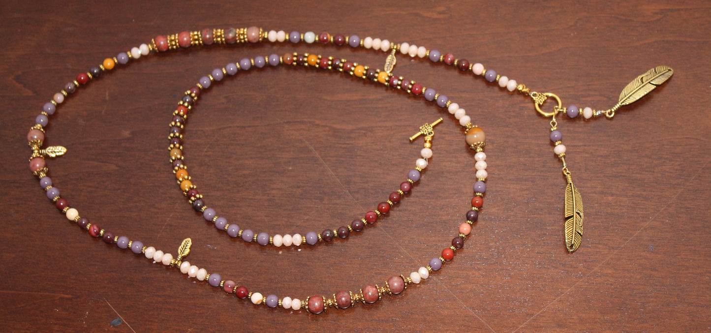 Mookaite Jasper Strand with Gold Accents