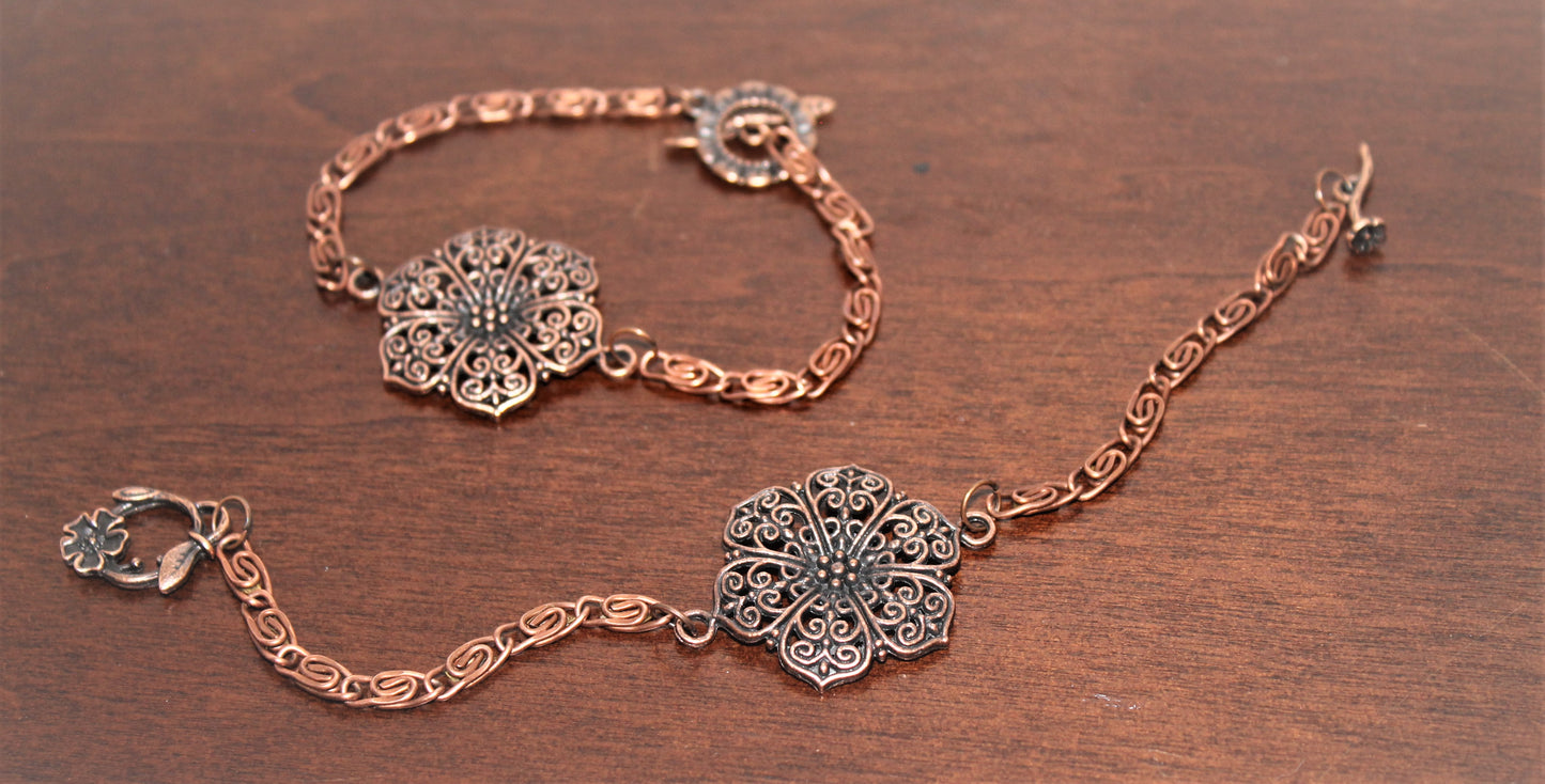 Copper Filigree Flower Braclet