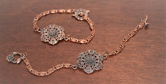 Copper Filigree Flower Braclet